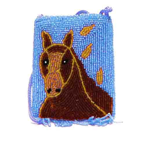 Horse on Blue Background w/Strap & Fringes (Rectangle)