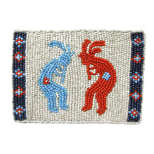 Natives Dancing (2) Red & Blue on White (Rectangle)