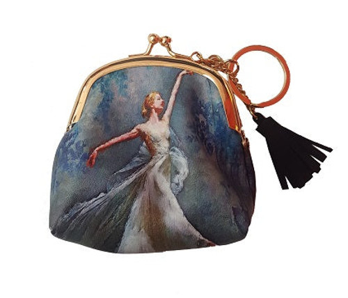 Coin Purse- Ballet dancer, arms out, toe pointed