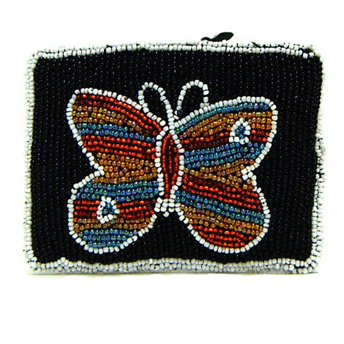 Butterfly, Multicolour on Black w/White Outline (Rectangle)