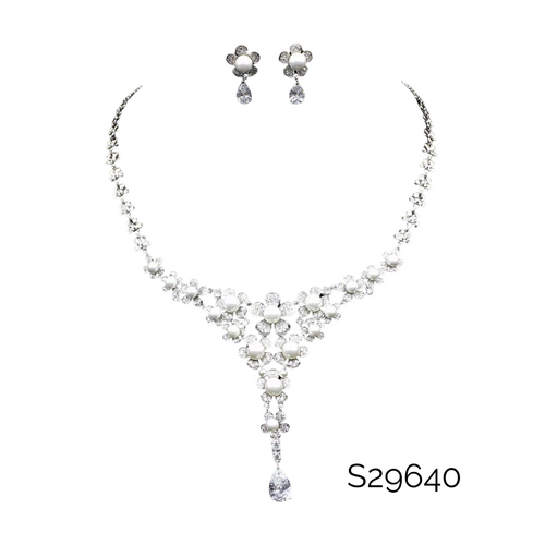 Cubic Zirconium jewellery  set with AB pearls