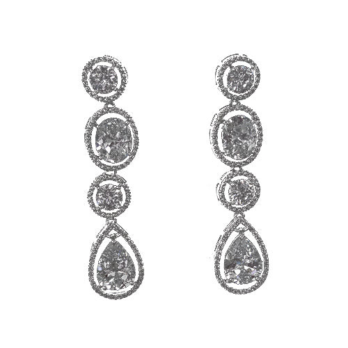 Earring - Interlinked Circle and Teardrop with Crystals