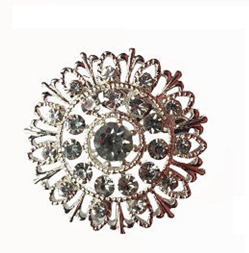 Brooch- Pack of 12 round double circle design silver ( 2 cm)