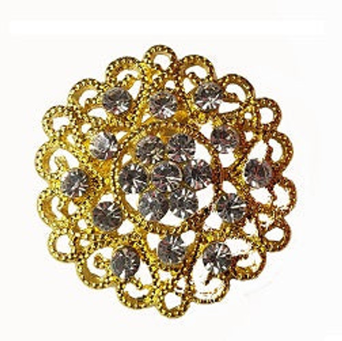 Brooch- pack of 12 gold flower with middle star design (2 cm)
