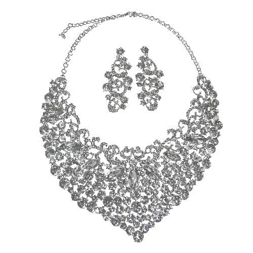 Necklace Set - Large Diamond Crystals and Swirls