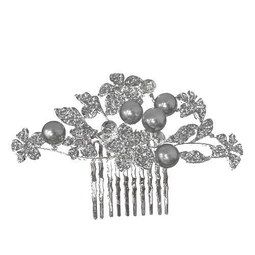 Hair Comb - Flower with Pearls