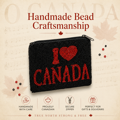 I Love Canada Handmade Beaded Coin Purse