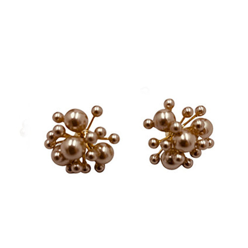 Earring - Copper pearl cluster studs