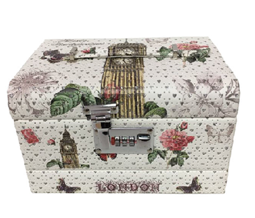 Jewelry Box- Big Ben with flowers "London", 3 Layer with number lock (LG)