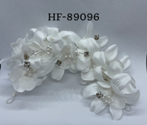 Silk flower headband w/ rhinestones