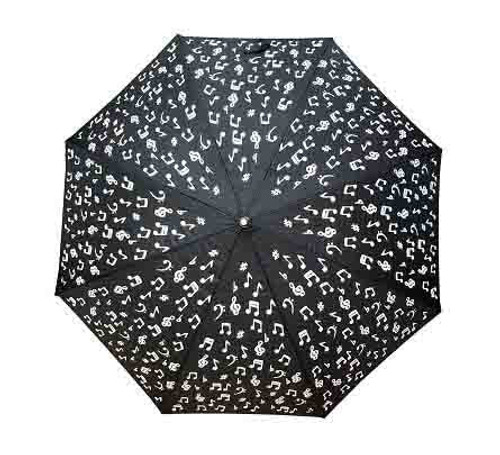 Colour Changing Umbrella- Music notes, notes change color from white to multi colour when wet (colour options)