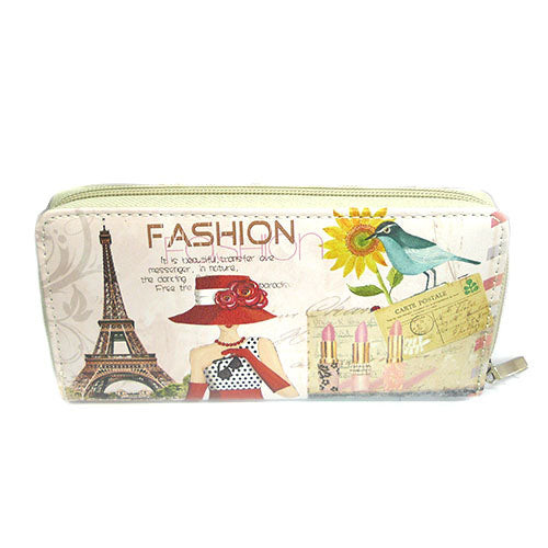 Wallet - Eiffel Tower, Blue Bird, Red Polka Dot Dress