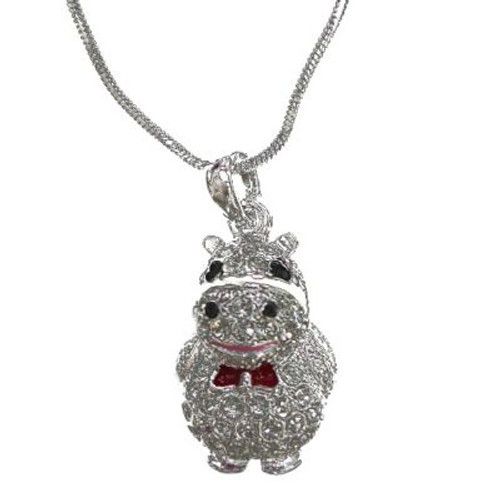 Necklace - Hippo with bow