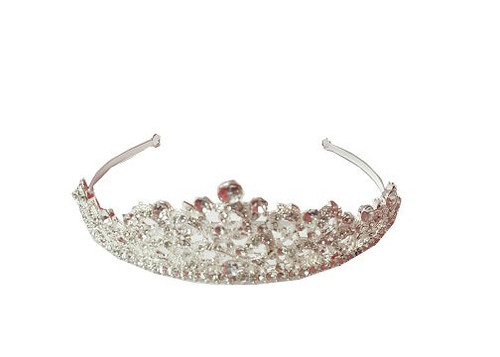 Hair tiara- Swirl design with circle rhinestones- silver