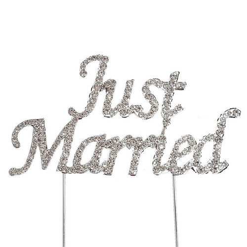 Cake topper- Just married SILVER OR GOLD