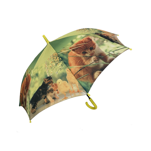 Kids umbrella- Kittens with chicks , yellow handle