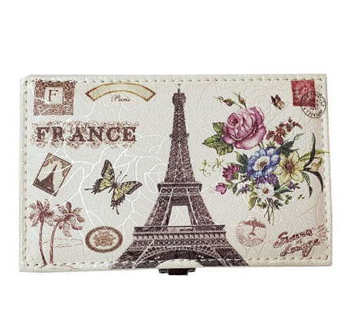 Jewelry box rectangle-Eiffel Tower with flowers "France" ,rose background