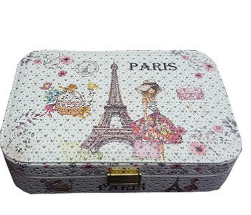 Jewelry box Long- Eiffel Tower with lady and cat in basket * Paris*