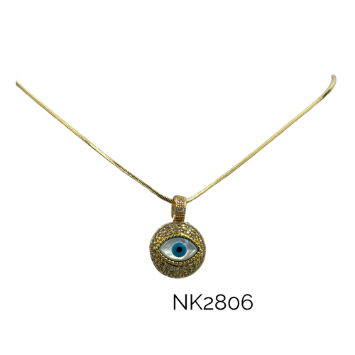 Necklace / Bracelet - Evil eye with 18 " gold