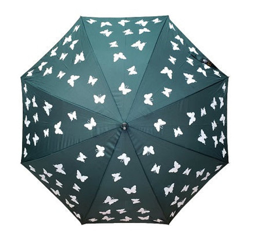 Colour Changing Umbrella- Butterflies, Changes colour from white to multi colour when wet (colour options)