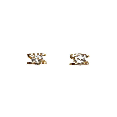 Earrings - zigzag with crystal inside, Gold