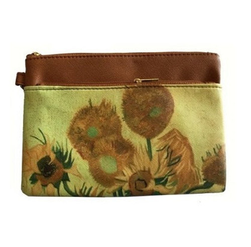 Cosmetic bag / wristlet- Van Gogh's " Sunflowers" painting