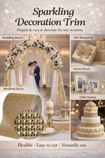 Diamond Rhinestone mesh Ribbon Wrap Roll –