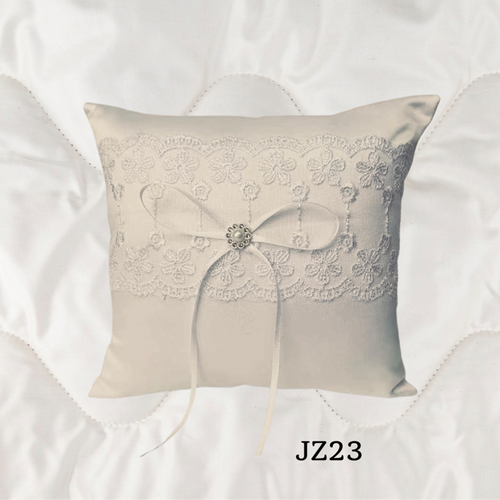 White Wedding pillow with ribbon and flower lace