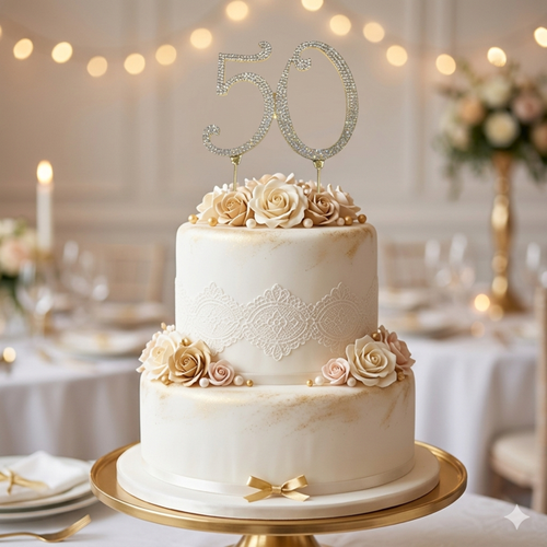 Cake topper - Double digit 12cm silver or Gold