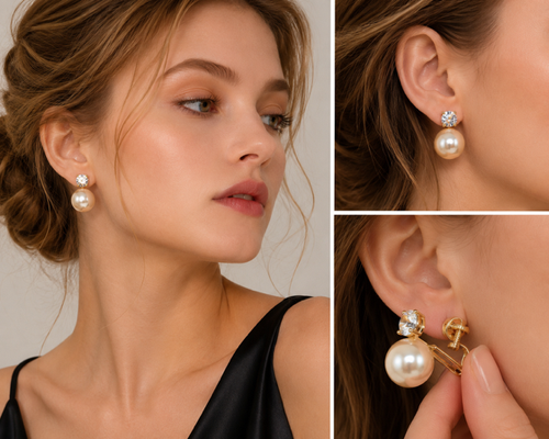 Clip earring pink pearl