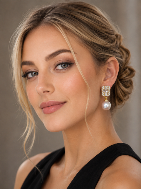 Clip Earring dangling pearl