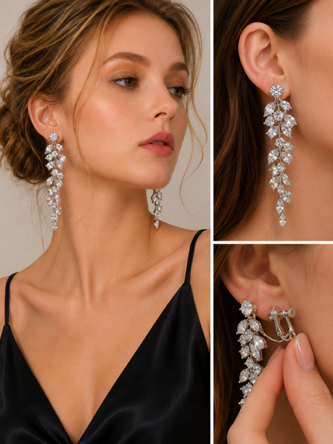 Clip Earring chandelier zube zirconia