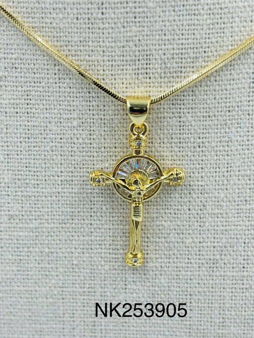 Necklace cross Jesus  back on zirconia