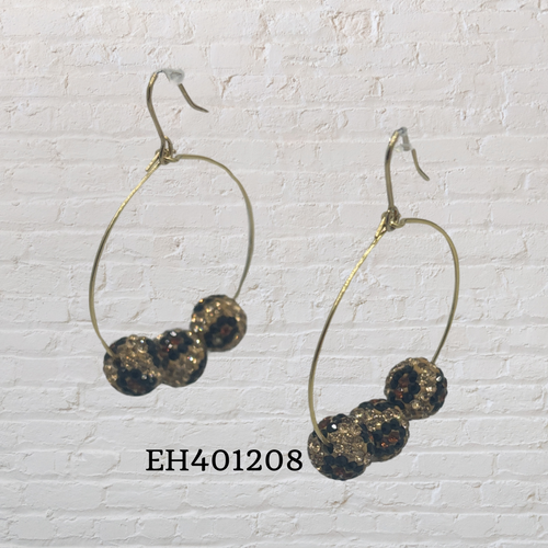 leopard shamballa beads earring hoop style gold