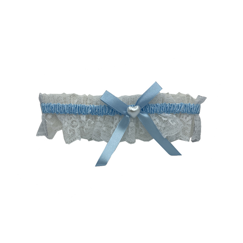 Garter- Lace with blue bow and heart