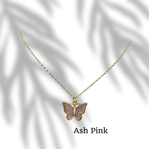 Necklace- Large butterfly on gold chain  ( colour option)