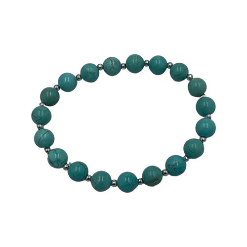 Bracelet-Turquoises stones with small silver beads