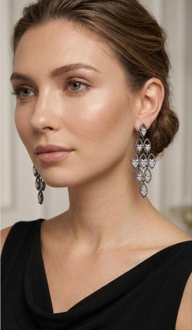Earring- Cubic Zirconia Dangling 5 line