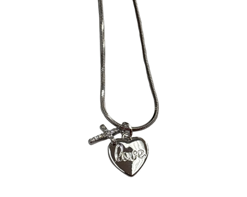 Necklace- Heart/love and Cross