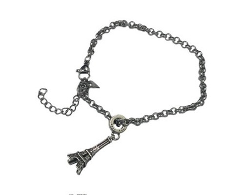 Bracelet stainless steel chain with Eiffel Tower Charm