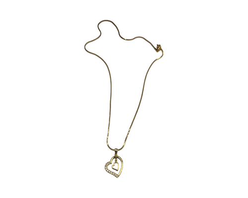 Necklace double heart pendant gold chain