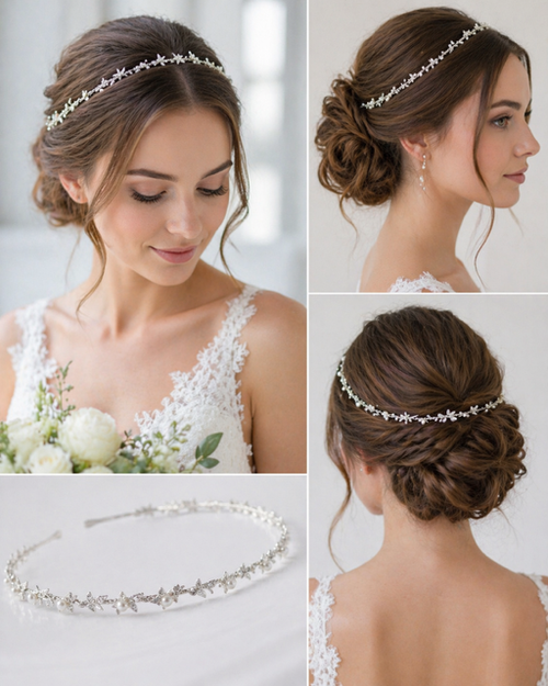 Greek Goddess Bridal Headband-Pearl & Crystal Wedding Hair Accessory
