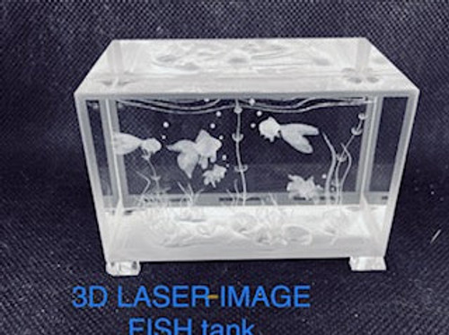 Crystal-3D laser goldfish tank engraved size 5x8cm