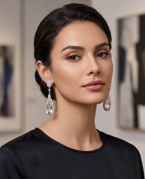 Earring Dangling long tear drop sharp