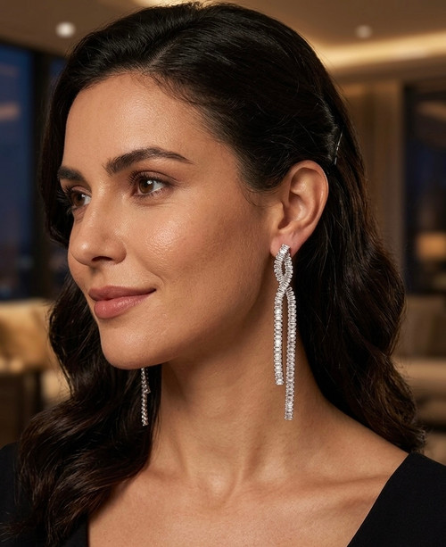 Earring long 80mm double Join lines