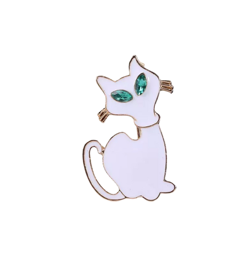 Brooch  Cat Green eye