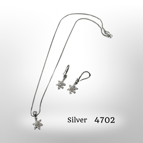 Necklace or earring or set hanging snowflake  pendant colour option