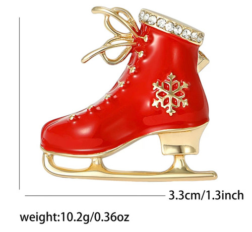 Brooch-ice skate with snowflake image