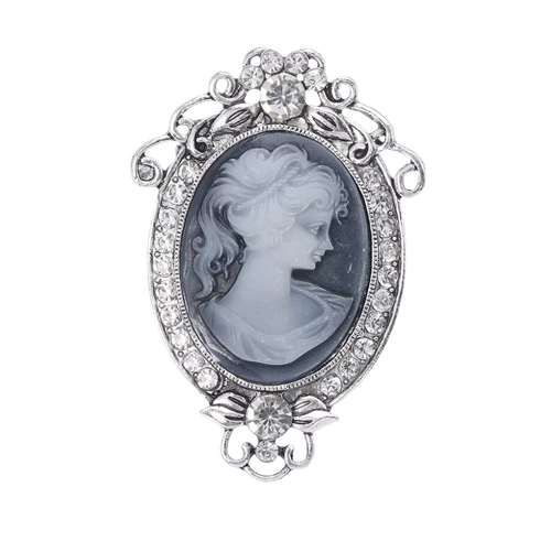 Brooch Cameo  top flower trim