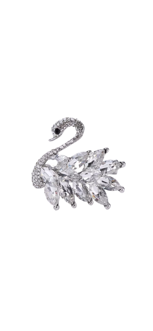 Brooch-Swan with big crystal around